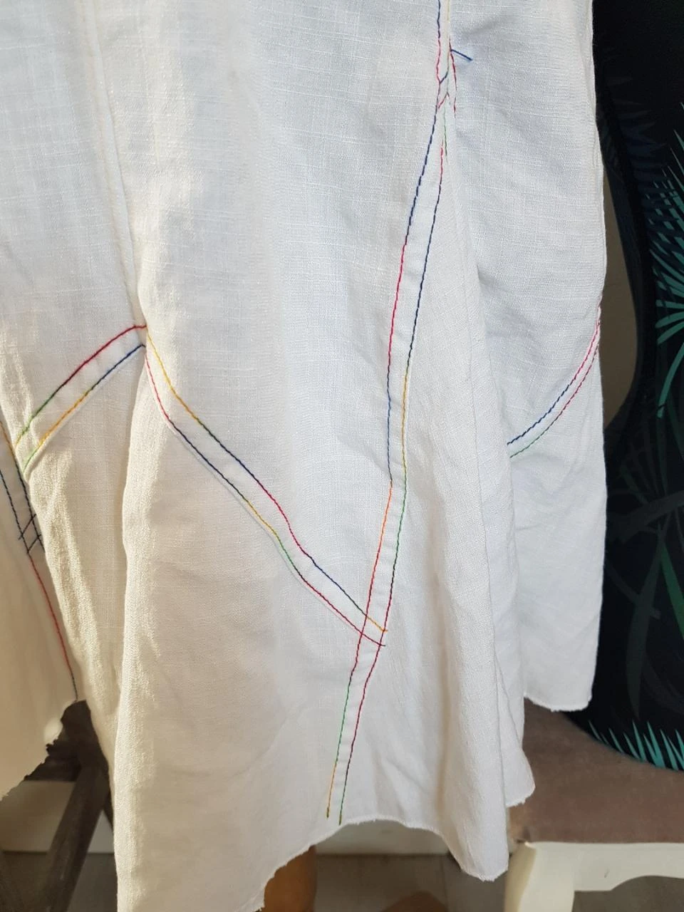 🌈 Nieuwe witte zomerjurk Franstyle, regenboognaden, Maat 42 ☁️ – photo 3